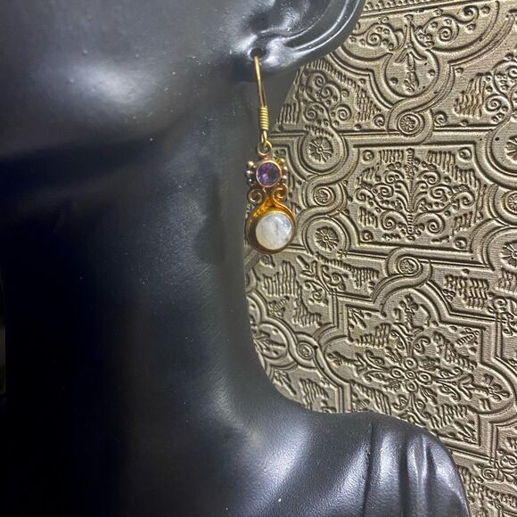 Amethyst & Moonstone Earrings - Picture 2 of 3